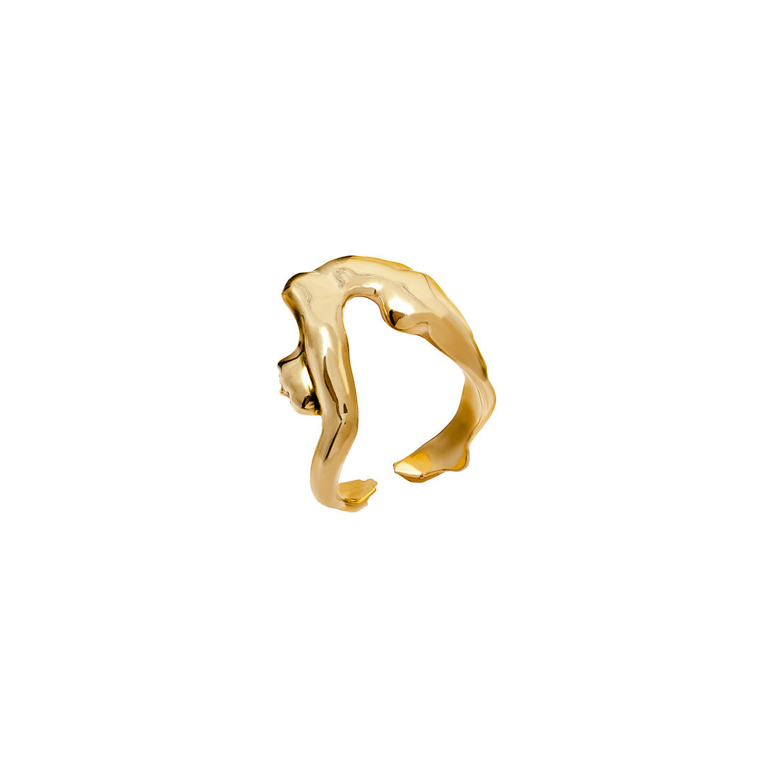Anel de prata 925 com banho de ouro 18k de um corpo feminino abstrato