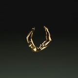 Anel de escultura de corpo feminino em prata 925 com banho em ouro 18k