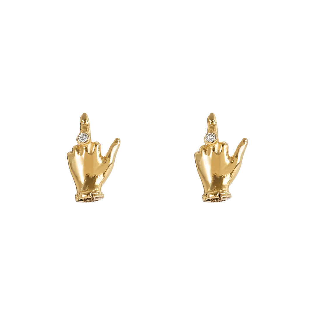 Brincos Paola Vilas de dedo do meio em ouro 18k e diamantes