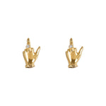 Brincos Paola Vilas de dedo do meio em ouro 18k e diamantes