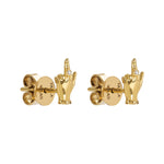 Brincos Paola Vilas em ouro 18k de mini dedo do meio com diamantes