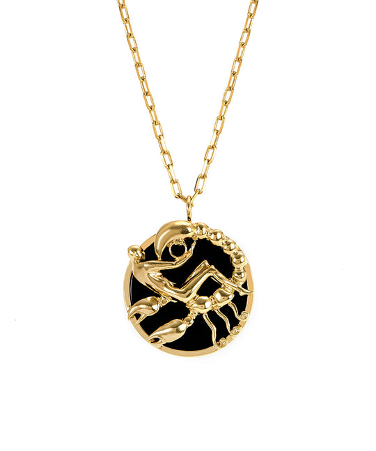 Colar de signo de escorpião em prata 925 com banho em ouro 18k