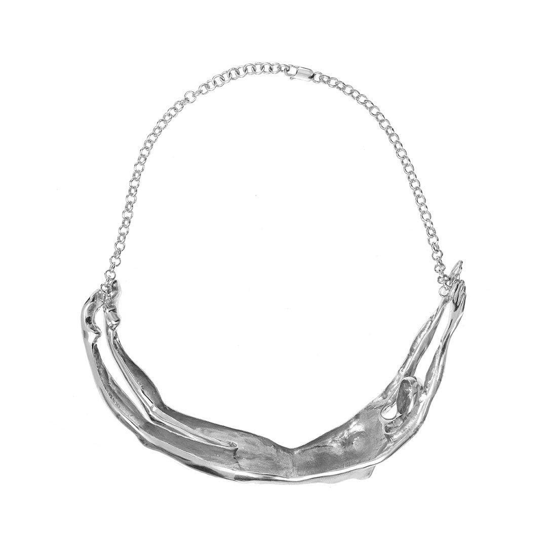 Choker escultural de corpo feminino em prata 925
